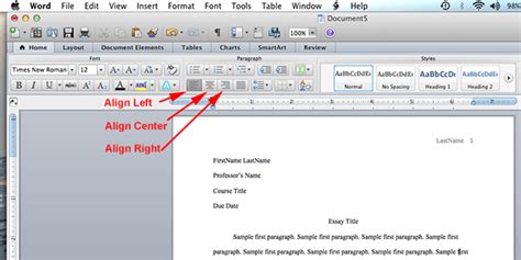 MLA Format Microsoft Word 2011 – Mac OS X