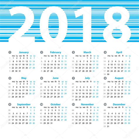 Modelo de design de vetor de ano de 2018 calendário com ...
