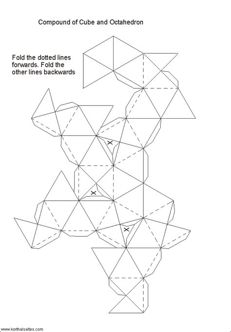 Modelo de papel de un cubo y octaedro compuesto