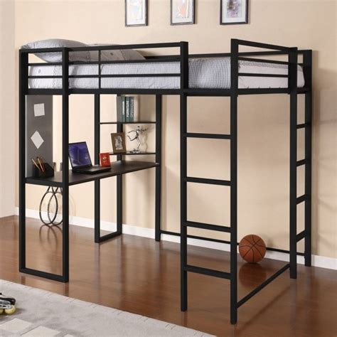 Modern, Full Size, Metal Loft Beds For Adults With Desk