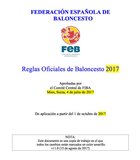 Modificaciones Reglas Oficiales de Baloncesto 2017 ...