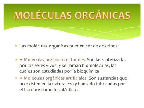 Moléculas orgánicas   Biología celular y molecular