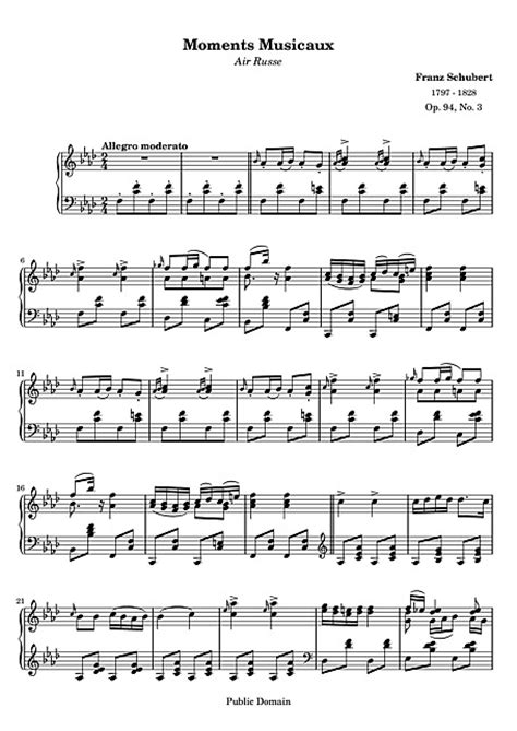 Moment Musical No. 3 Original version   Pianoforte ...