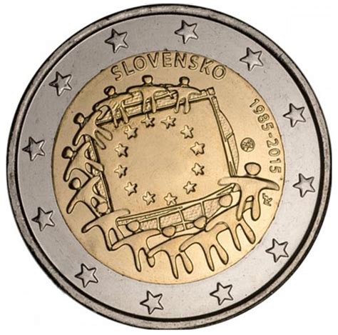 Moneda 2 euros de Eslovaquia 2015   30 Años Bandera Europea