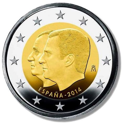 Moneda 2 euros de España 2014. Juan Carlos I y Felipe VI
