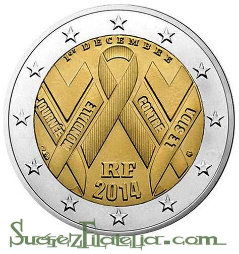 Moneda 2 euros de Francia 2014. Día Mundial contra el SIDA