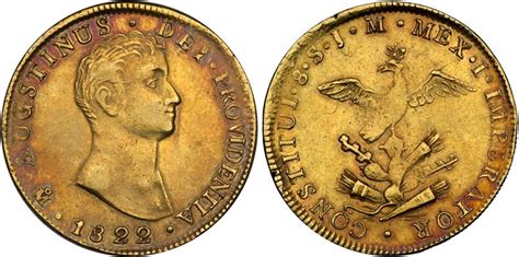 Moneda 8 Escudo Primer Imperio Mexicano  1821   1823  Oro ...