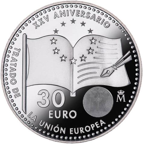 Moneda de 30 euros Aniversario Tratado Unión Europea ...