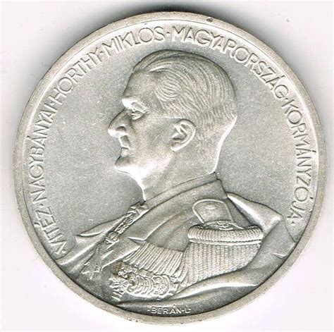 Moneda de plata de 5 pengo del almirante Miklós Horthy ...