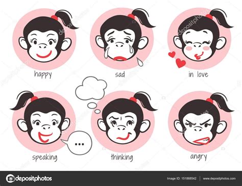 Mono chica cara emoji — Archivo Imágenes Vectoriales ...