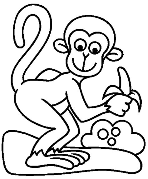 Mono comiendo un plátano | Dibujos para colorear