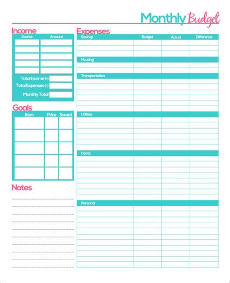 Monthly Budget Template 10+ Download Free Documents in ...
