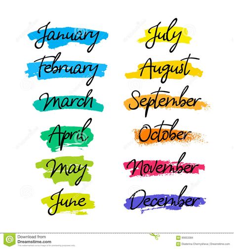 Months Of The Year. Calligraphy Stock Vector ...