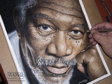 Morgan Freeman desenhado detalhadamente por Néstor ...