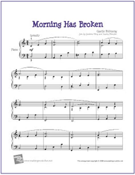 Morning Has Broken  Gaelic  | Free Sheet Music for Easy ...