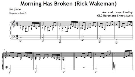 Morning Has Broken  Rick Wakeman    piano sheet music