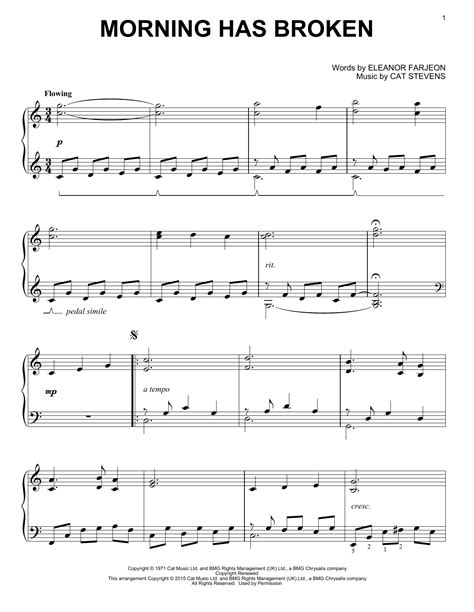Morning Has Broken sheet music by Cat Stevens  Piano – 159100