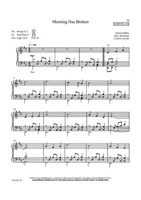 Morning Has Broken Sheet Music   Music for Piano and More ...