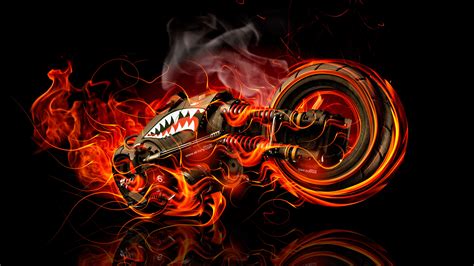 Moto Gun Super Fire Flame Abstract Bike 2016 Wallpapers 4K ...