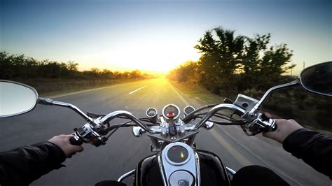 Motorcycle ride pov, road adventure toward sunset, 4k ...