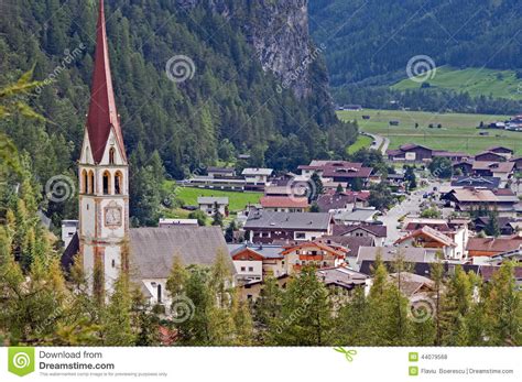 Mountain Village In Otztal, Tirol, Austria Stock Photo ...