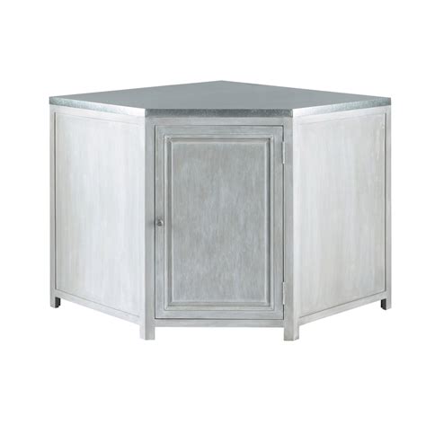 Mueble bajo de cocina esquinero de hevea gris L 99 cm Zinc ...