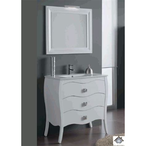 Mueble de baño 80 cm,lavabo y espejo con aplique,blanco ...