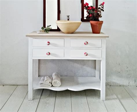 Mueble de baño blanco decapado 4 cajones | Tienda online ...