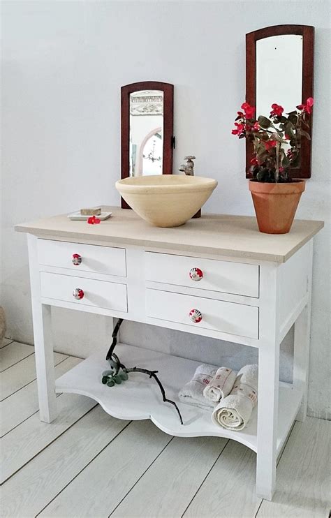 Mueble de baño blanco decapado 4 cajones | Tienda online ...