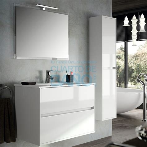 Mueble de baño NOJA Salgar 90 cm blanco brillo con LAVABO ...