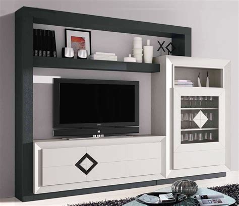 Mueble para televisión en salones modernos con vitrina dos ...