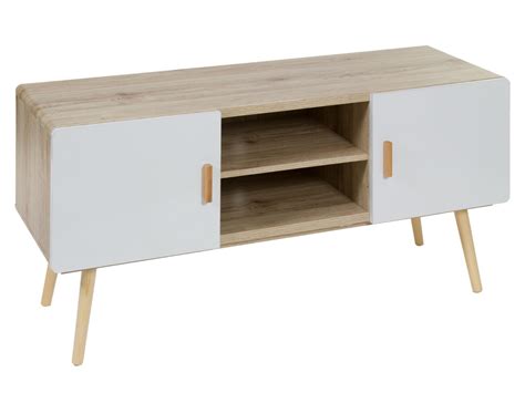 Mueble TV blanco y madera estilo escandinavo Mesas para tv