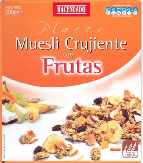 Muesli  Hacendado  Crujiente con frutas   500 g.