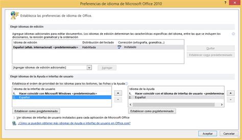 MUI Pack Office 2010. Cambia el idioma a Office 2010