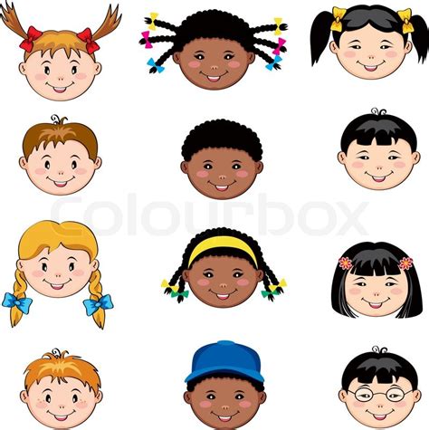 Multi ethnic children faces: Caucasian, African andAsian ...