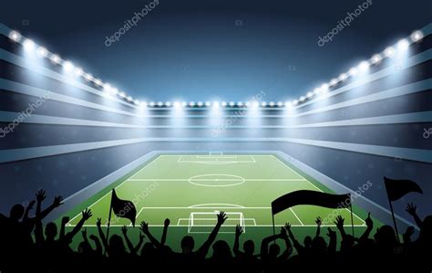 Multitud emocionada en un estadio de fútbol — Vector de ...