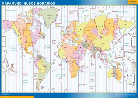 Mundo Husos Horarios Tienda Mapas Colombia