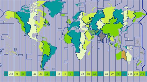 Mundo mapa de husos horarios | 1blueplanet.com