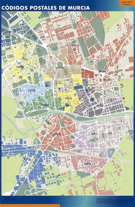 Murcia códigos postales   Mapa mural   Plano