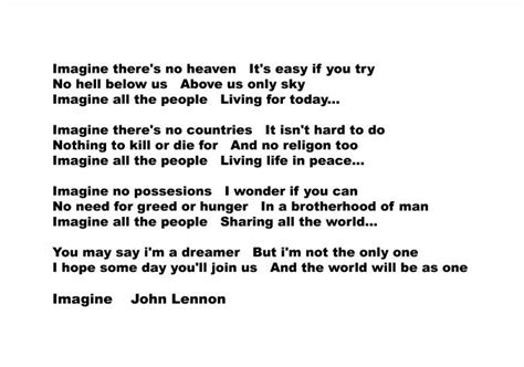 Music John Lennon Imagine Lyrics Only