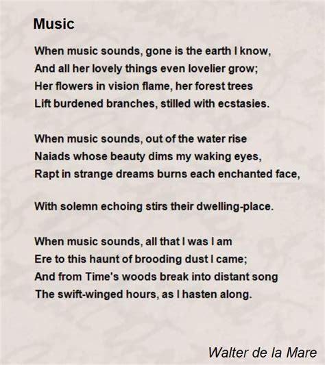 Music Poem by Walter de la Mare   Poem Hunter Comments