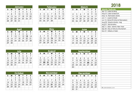 Muslim Holidays Calendar 2018   Islamic Hijri 1439 Ramadan ...