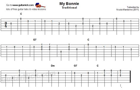 MY BONNIE Easy Guitar Tab: GuitarNick.com