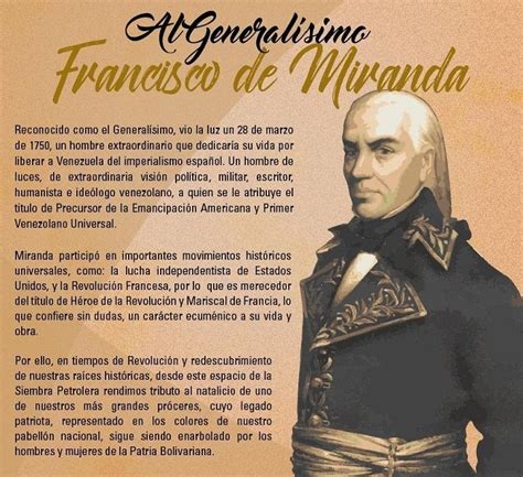 Natalicio de Francisco de Miranda   28 de Marzo de 1750