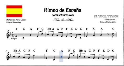 National Anthem of Spain Notes Sheet Music in F Major for ...