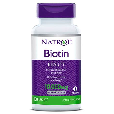Natrol Biotin Maximum Strength   10,000 mcg   100 Tablets ...