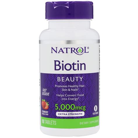 Natrol, Biotin, Strawberry, 5,000 mcg, 90 Tablets   iHerb.com