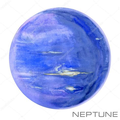 Neptuno. Fondo acuarela de Neptuno. Ilustración de planeta ...