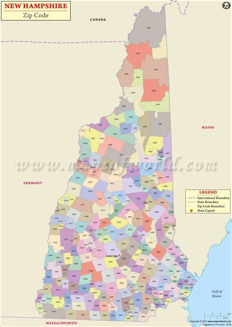 New Hampshire Zip Code Map, New Hampshire Postal Code