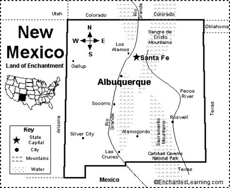 New Mexico Map/Quiz Printout   EnchantedLearning.com